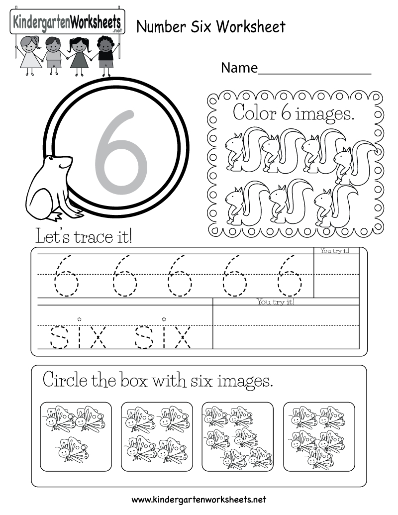 Free Printable Number Six Worksheet For Kindergarten - Free Printable Number Worksheets