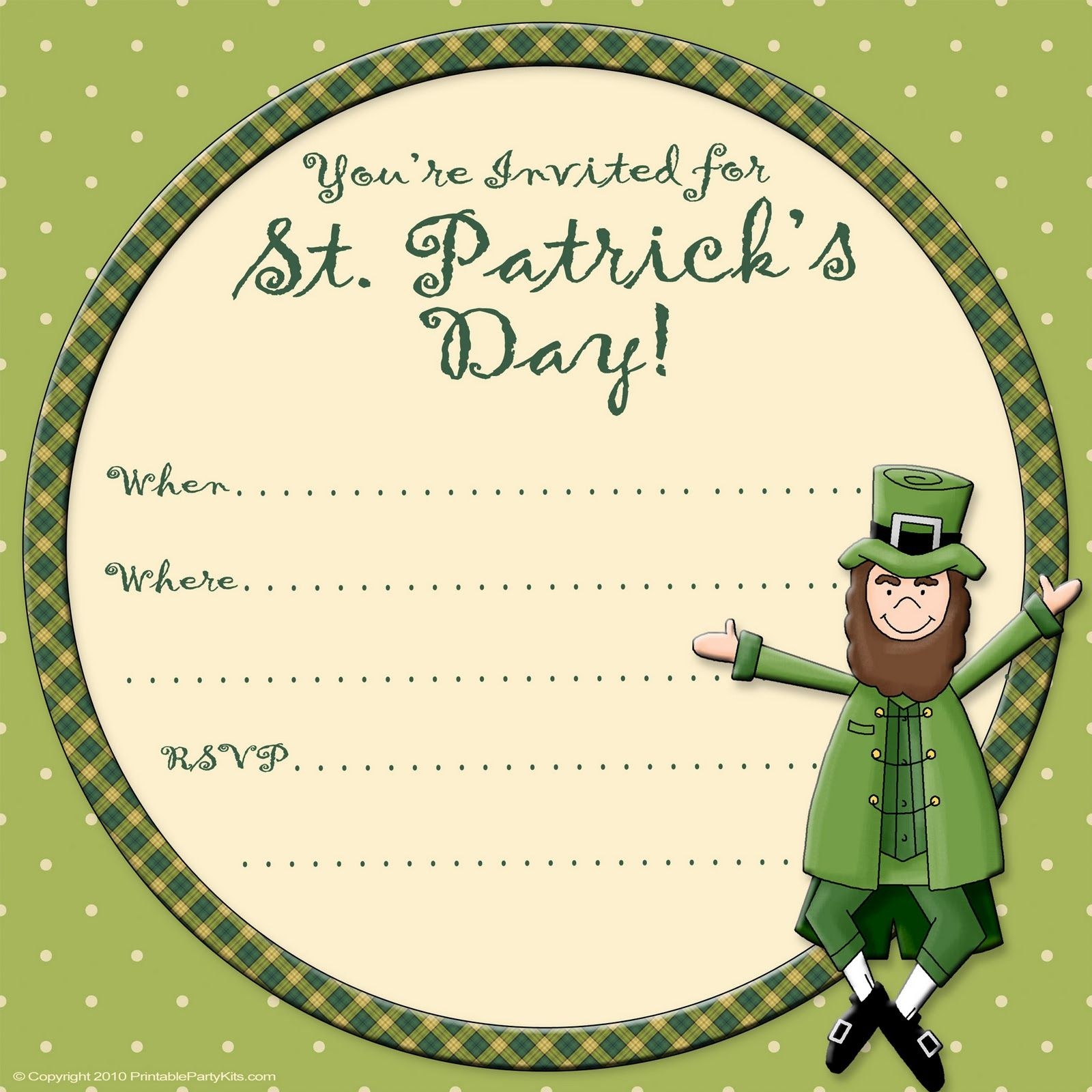 Free Printable Party Invitations: Free St. Patrick&amp;#039;s Day Invite - Free Printable St Patrick&amp;#039;s Day Card