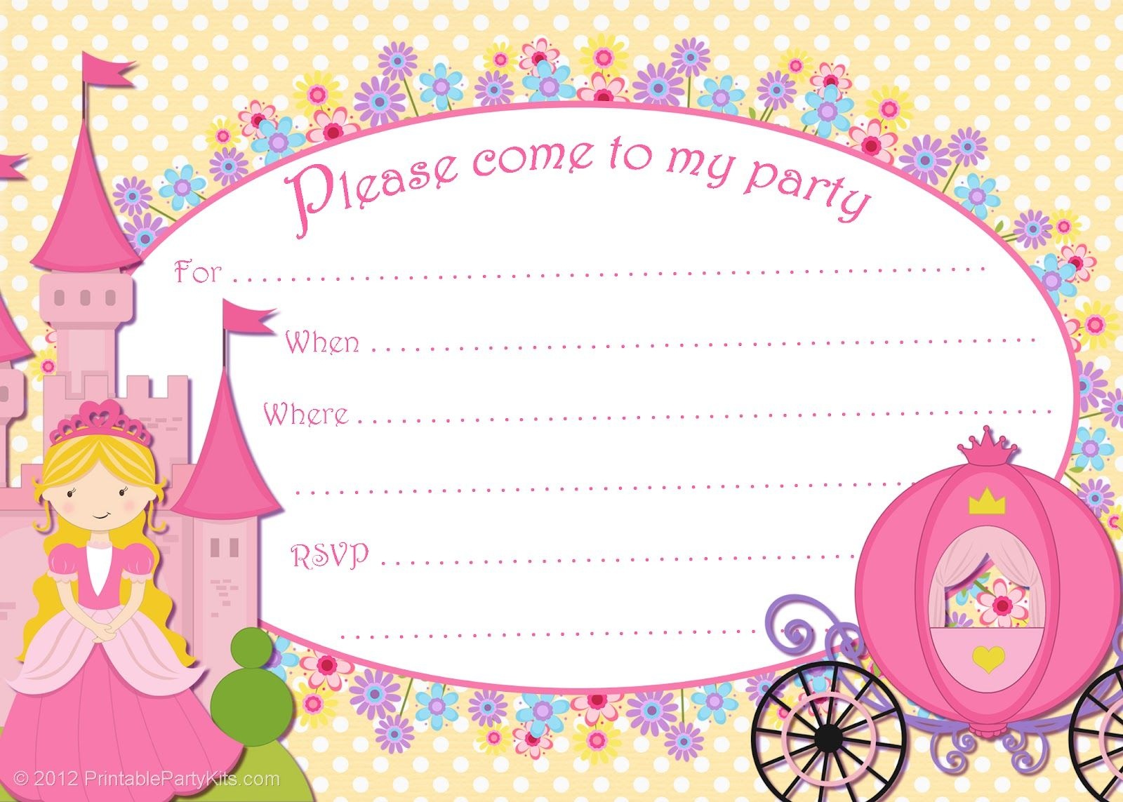 Free Printable Party Invitations Templates | Click On The Free - Free Printable Princess Invitation Cards
