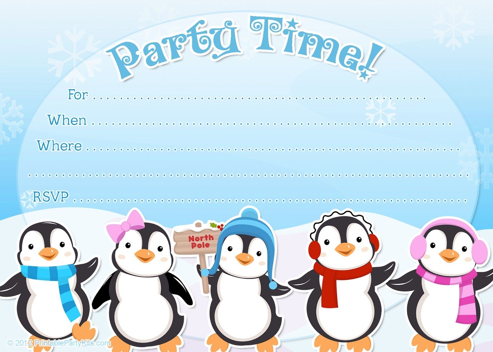 Free Printable Penguin Winter Or Holiday Invitation Template From - Free Printable Penguin Template