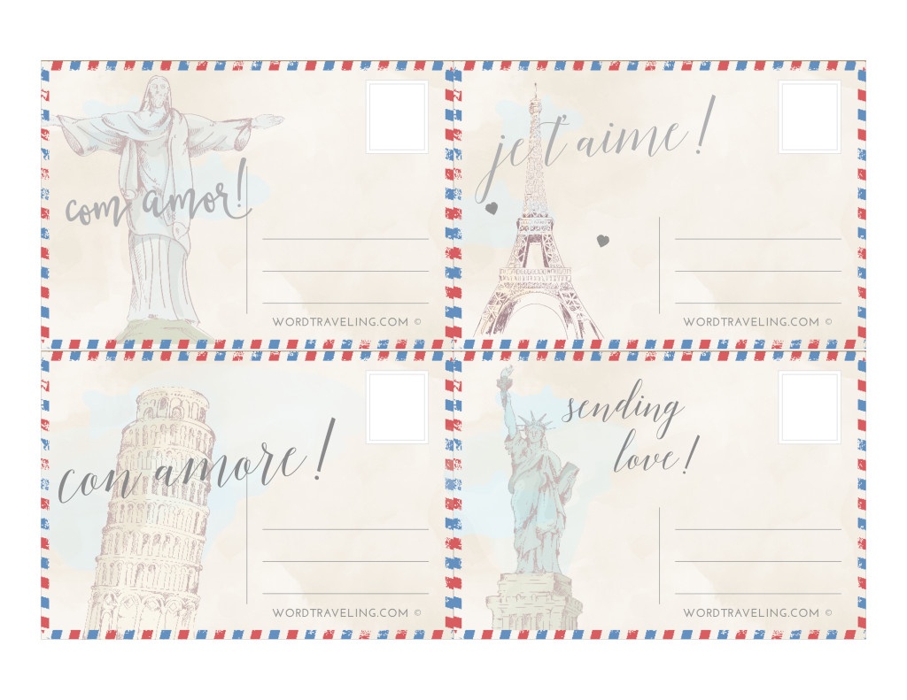 Free Printable Postcards From Around The World ~ Word Traveling - Free Printable Postcards