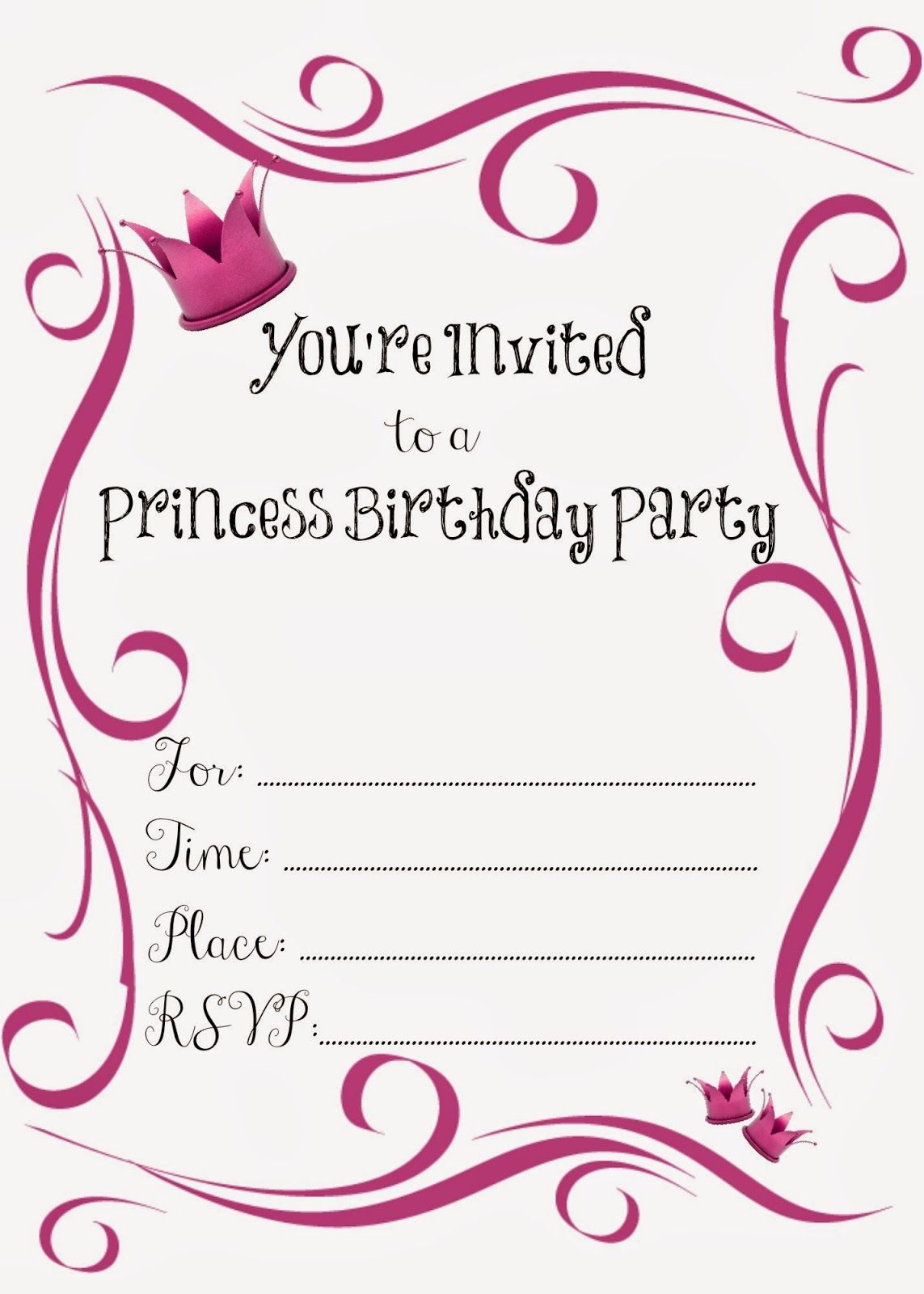 Free Printable Princess Birthday Party Invitations #freeprintables - Free Printable Birthday Party Invitations With Photo