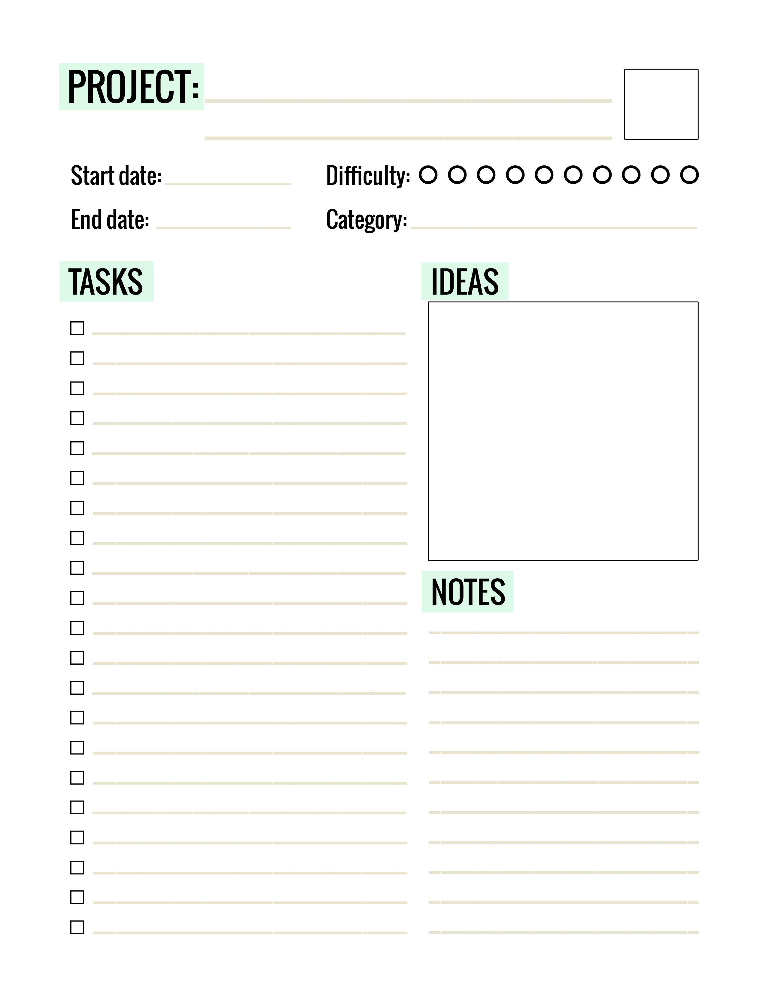 Free Printable Project Planner Page - Paper And Landscapes - Free Printable Home Organizer Notebook