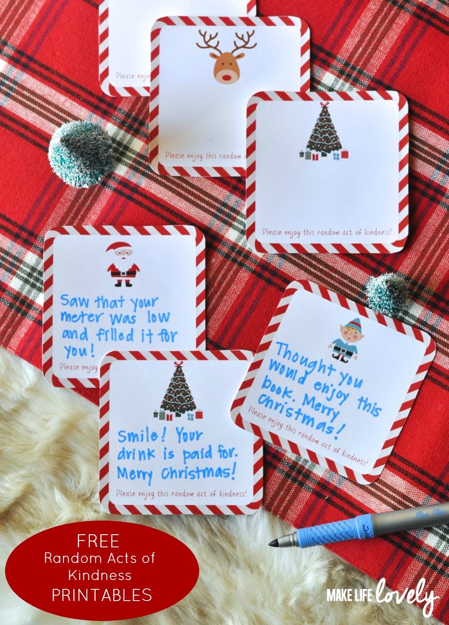 Free Printable Random Act Of Kindness Cards - Make Life Lovely - Make A Holiday Card For Free Printable