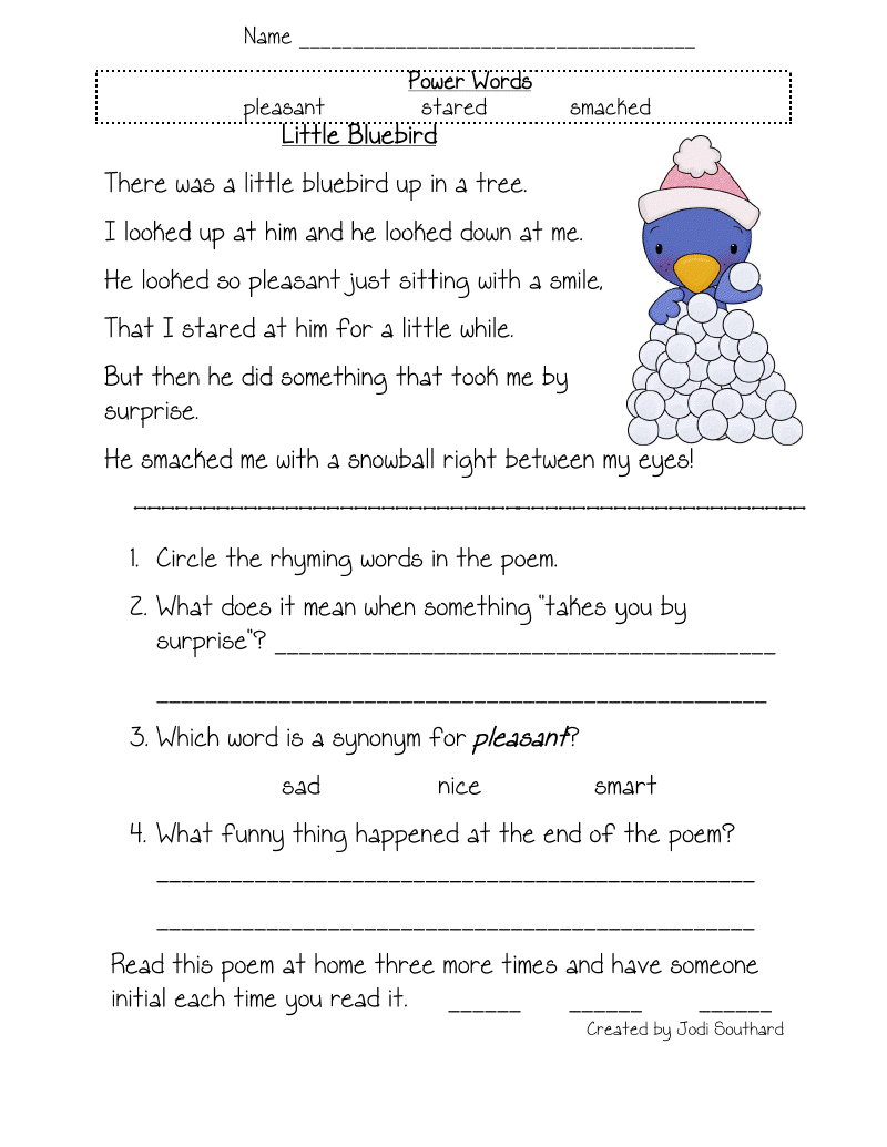 Free Printable Reading Comprehension Worksheets For Kindergarten - Free Printable Grade 1 Reading Comprehension Worksheets