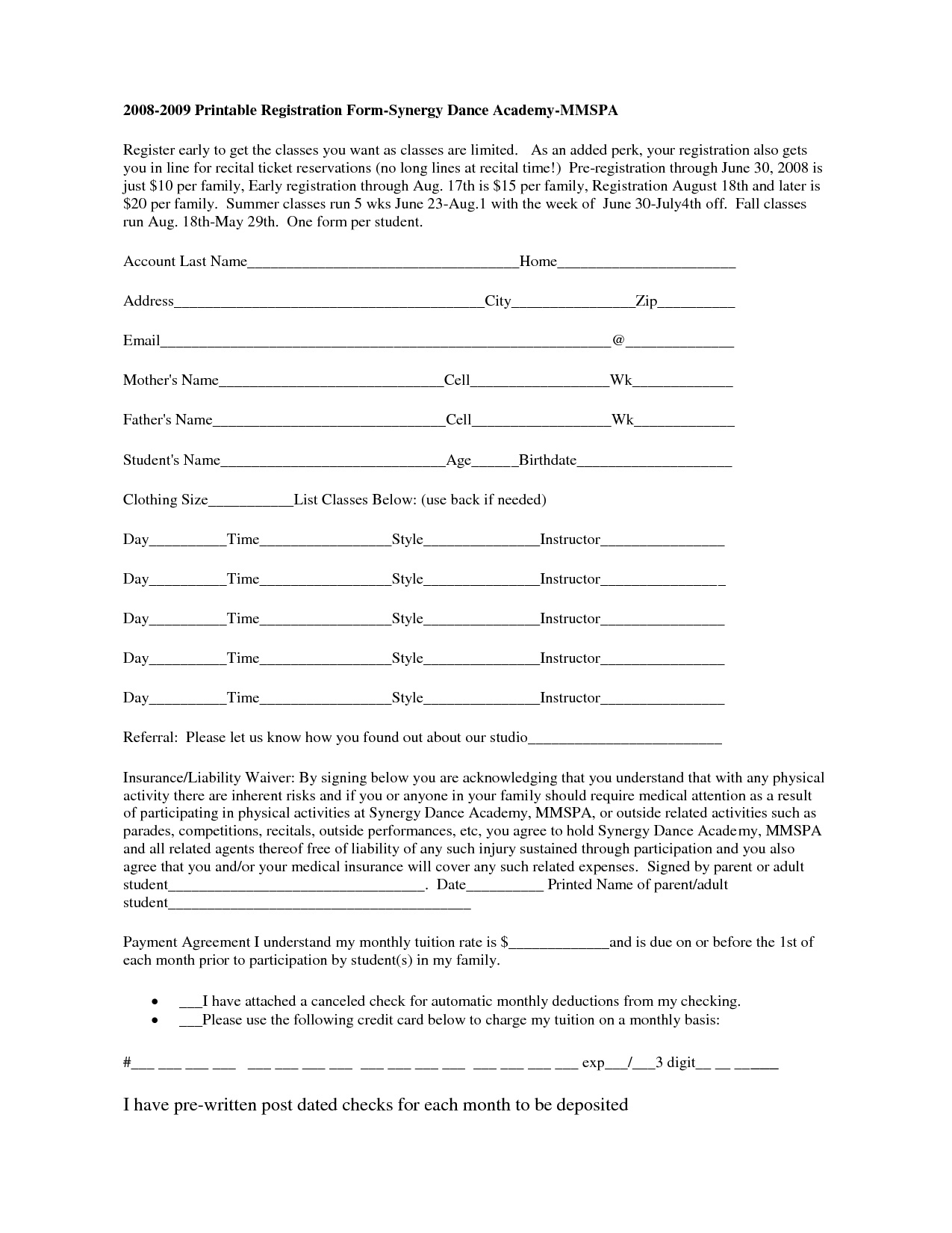 Free Printable Registration Form Template | Shop Fresh - Free Printable Membership Forms
