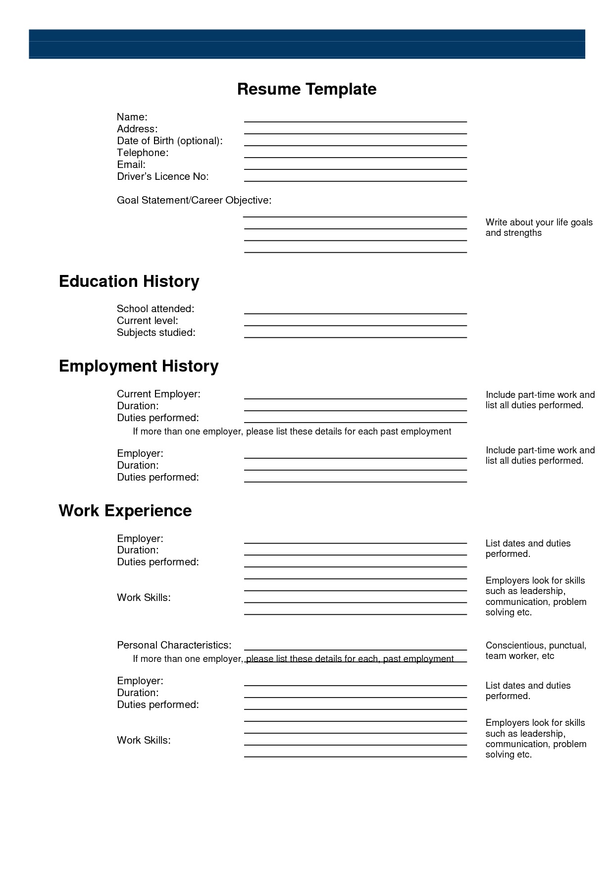 Free Printable Resume Printouts On Resumes 6 - Tjfs-Journal - Free Printable Resume