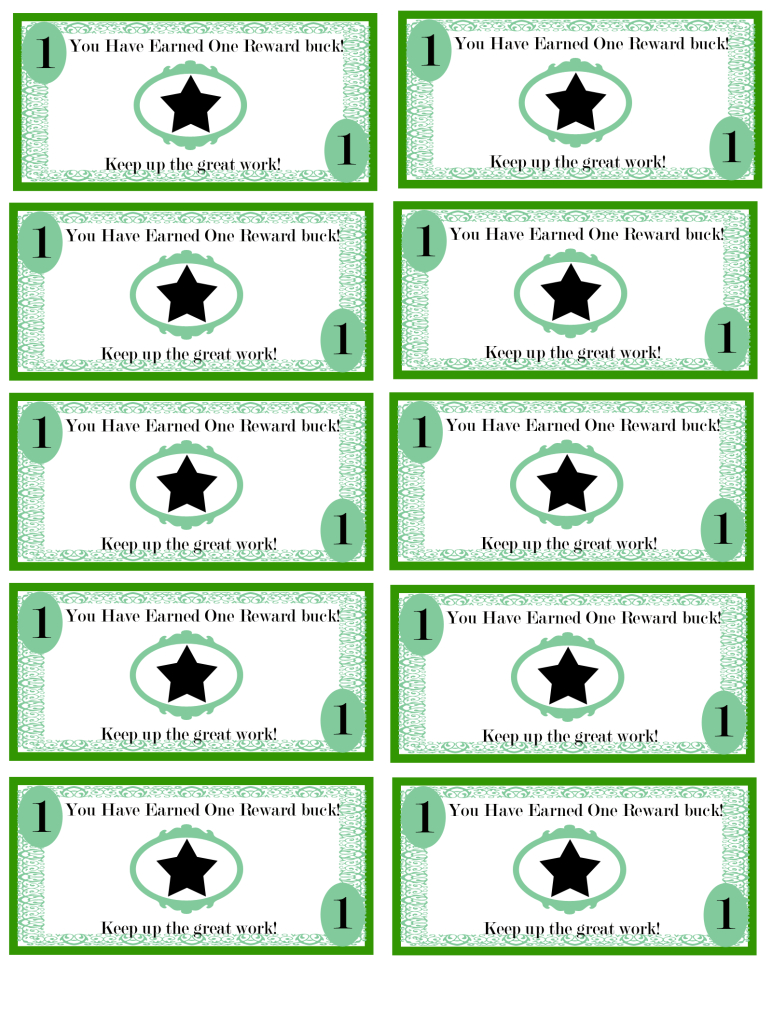 Free Printable Reward Bucks For Kids: Money Theme. I&amp;#039;m Using These - Free Printable Chore Bucks