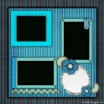Free Printable Scrapbook Layouts | Blue And Stripes Layout File Size   Free Printable Scrapbook Pages