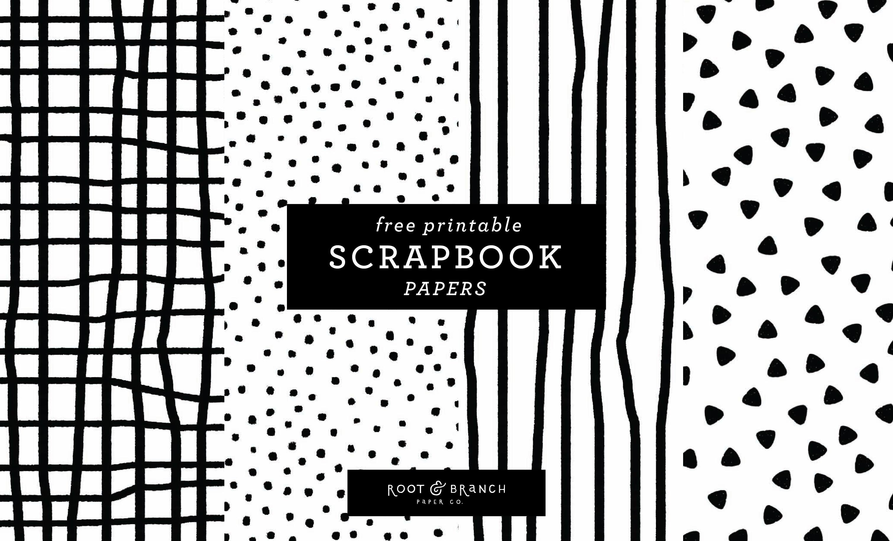 Free Printable Scrapbook Papers: Black And White Prints — Root - Free Printable Paper
