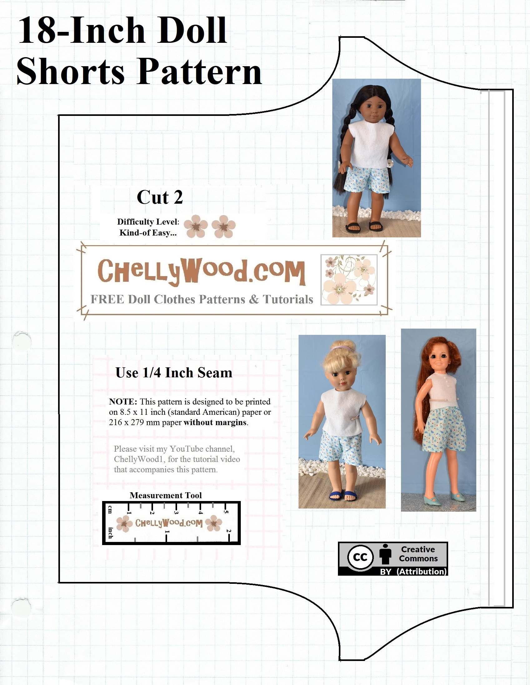 Free Printable Shorts #patterns For #americangirl And Other 18-Inch - Free Printable Doll Clothes Patterns For 18 Inch Dolls