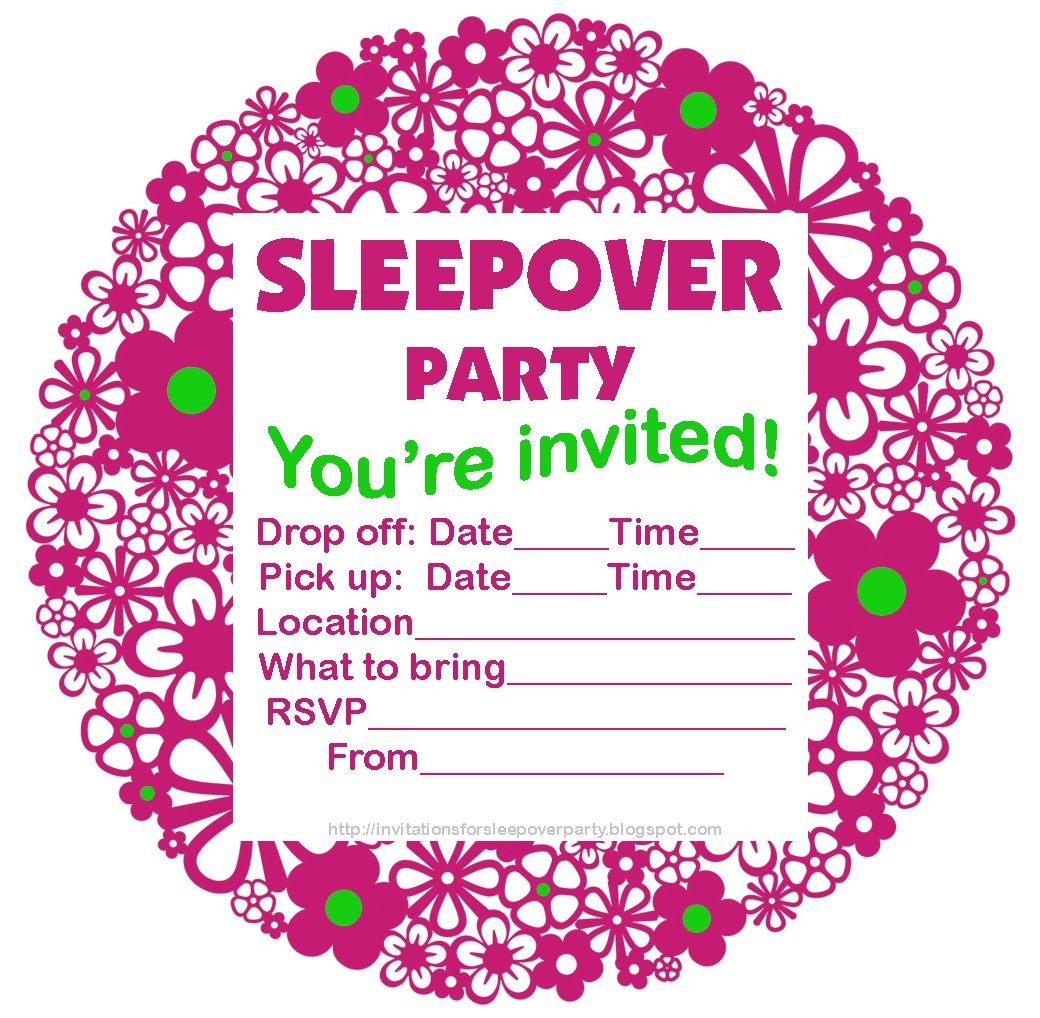 Free Printable Sleepover Party Invitations - Hundreds Of Slumber - 13Th Birthday Party Invitations Printable Free