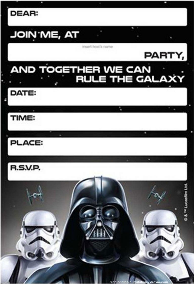 Free Printable Star Wars Birthday Invitations - Template - Star Wars Invitations Free Printable