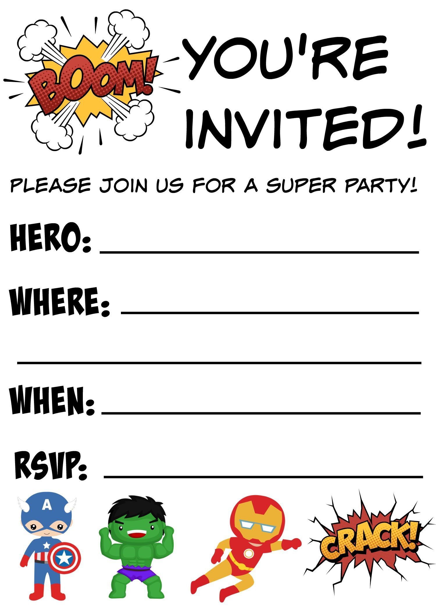 Free Printable Superhero Birthday Invitations | Birthdays - Printable Invitations Free No Download