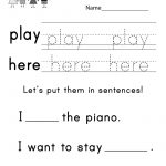 Free Printable Teaching Sight Words Worksheet For Kindergarten   Free Printable Classroom Worksheets