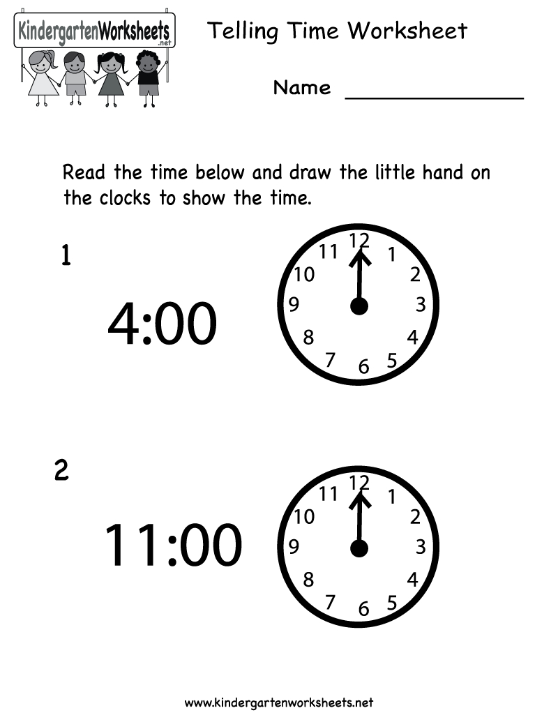 Free Printable Telling Time Worksheet For Kindergarten - Free Printable Telling Time Worksheets