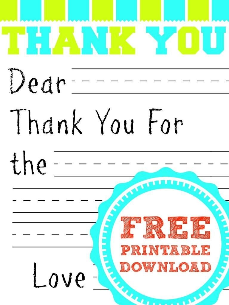 Free Printable Thank You Card | Kids Thank You Note Templates - Thank You Card Free Printable Template