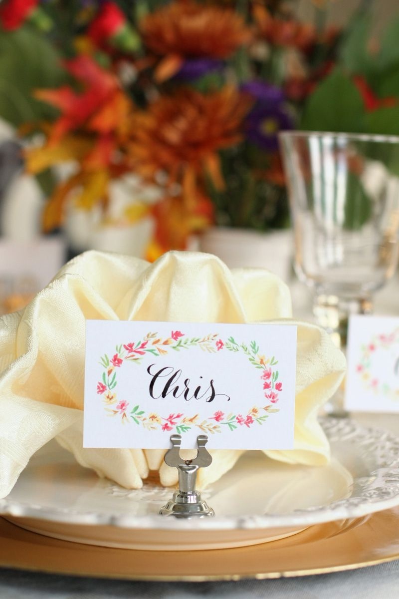 Free Printable Thanksgiving Place Cards | Watercolor Florals - Free Printable Thanksgiving Place Cards