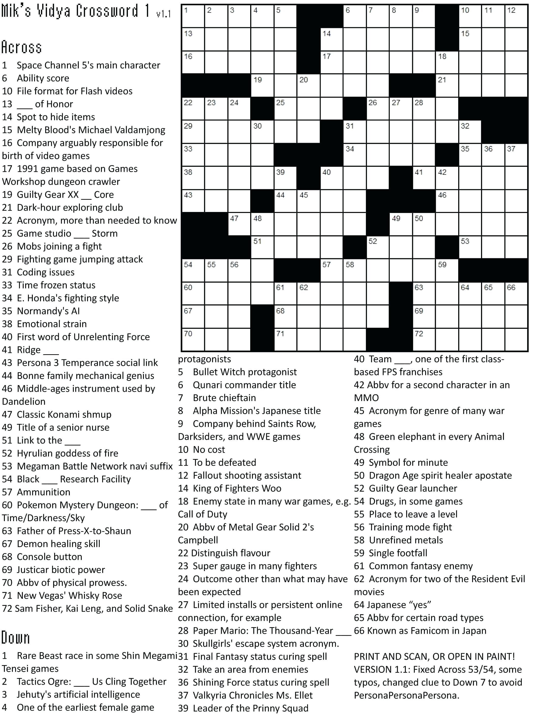 crosswords puzzles printables