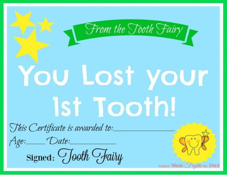 Free Printable First Lost Tooth Certificate
