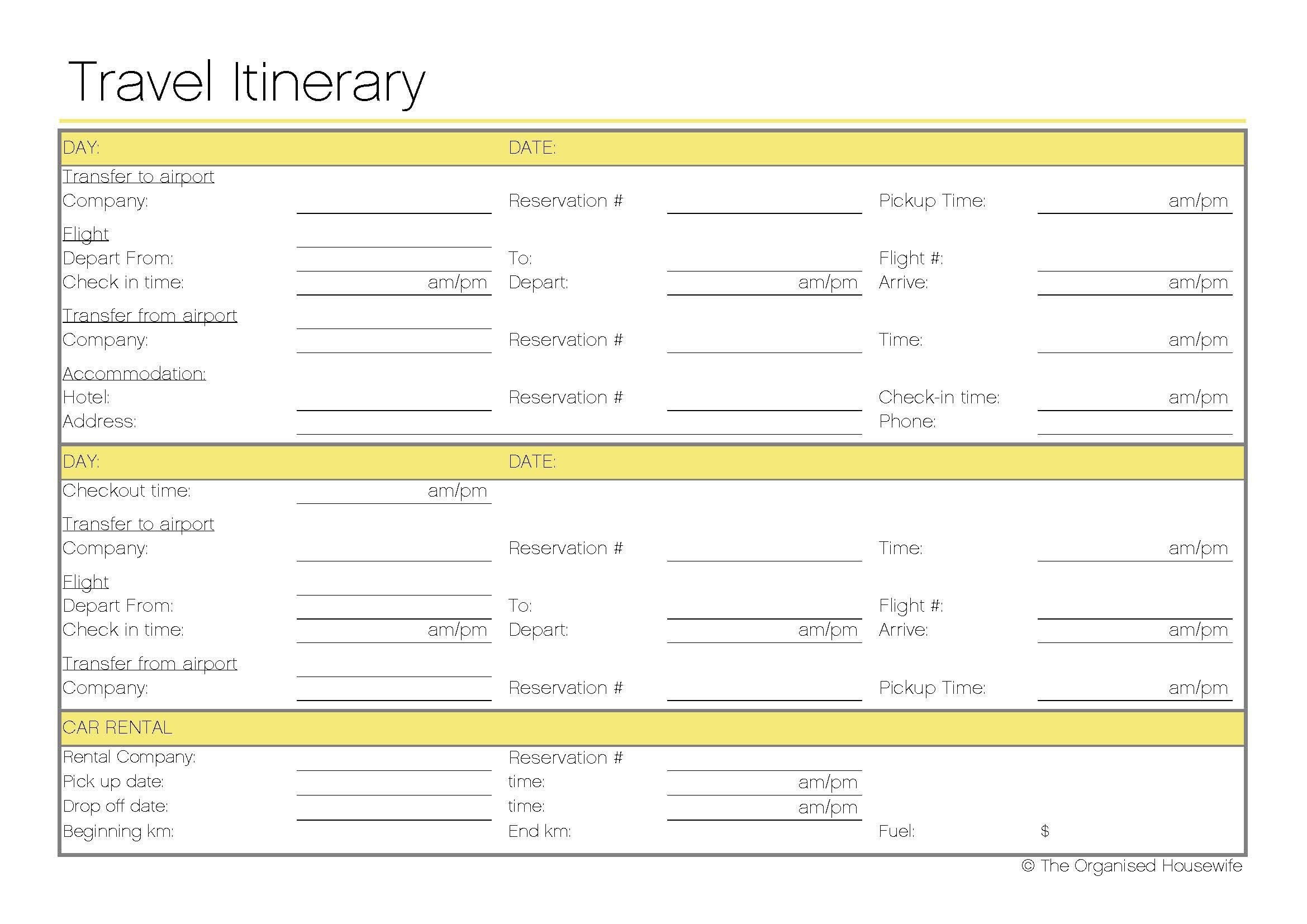 Free Printable – Travel Itinerary | Itineraries, Etc. | Travel - Free Printable Itinerary