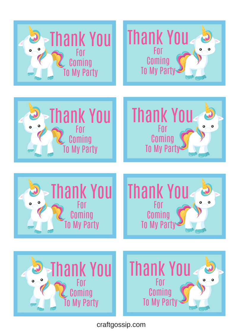 Free Printable Unicorn Party Gift Tag | Crafts | Unicorn Party - Free Printable Thank You Tags For Birthdays