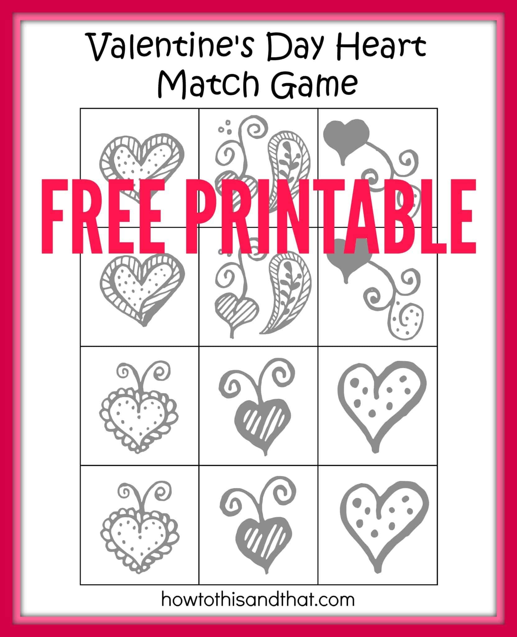 Free Printable Valentine&amp;#039;s Day Heart Matching Game - Free Printable Valentine Games For Adults