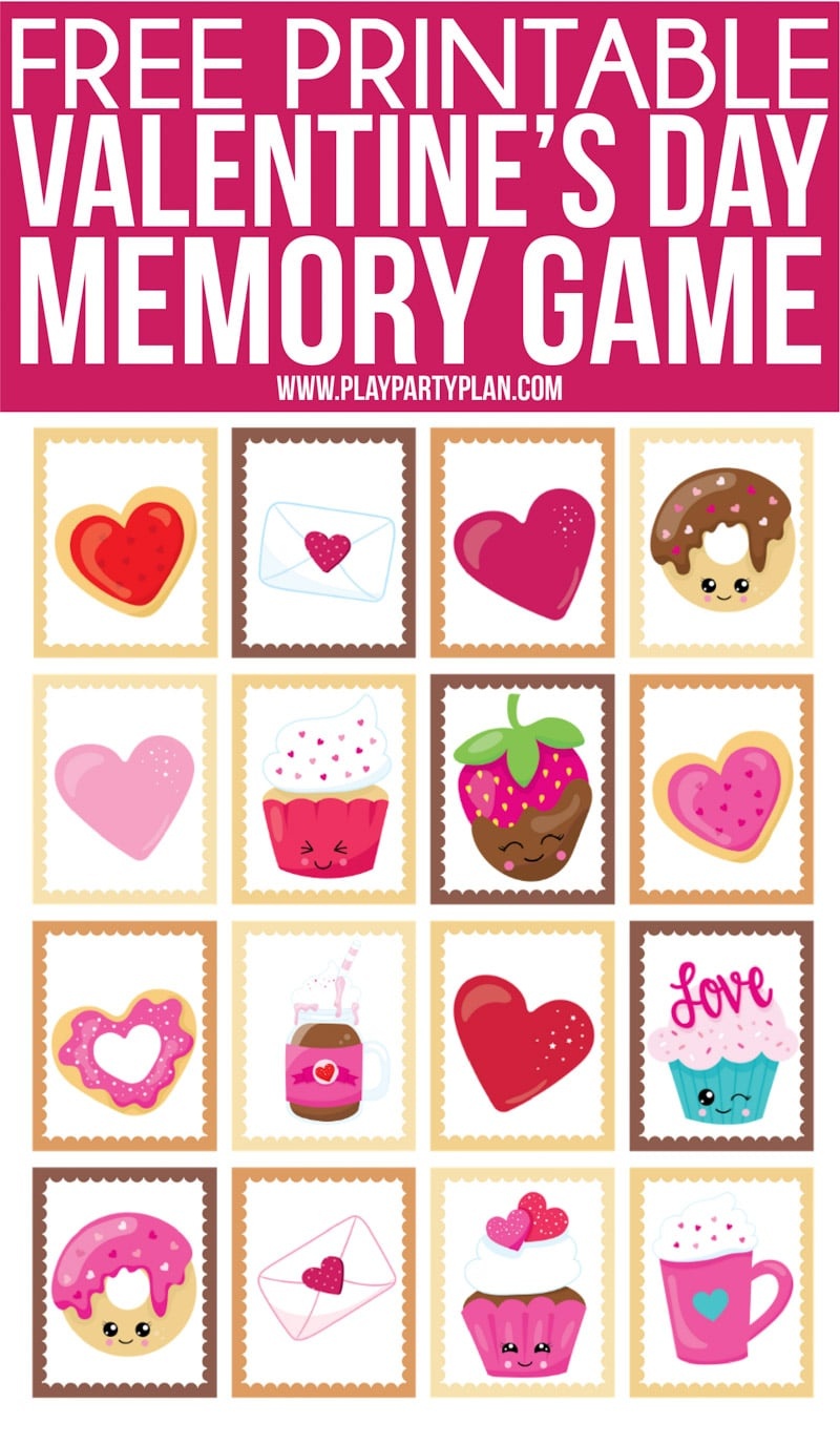 Free Printable Valentine&amp;#039;s Day Memory Games For Kids - Play Party Plan - Free Printable Valentine Games For Adults
