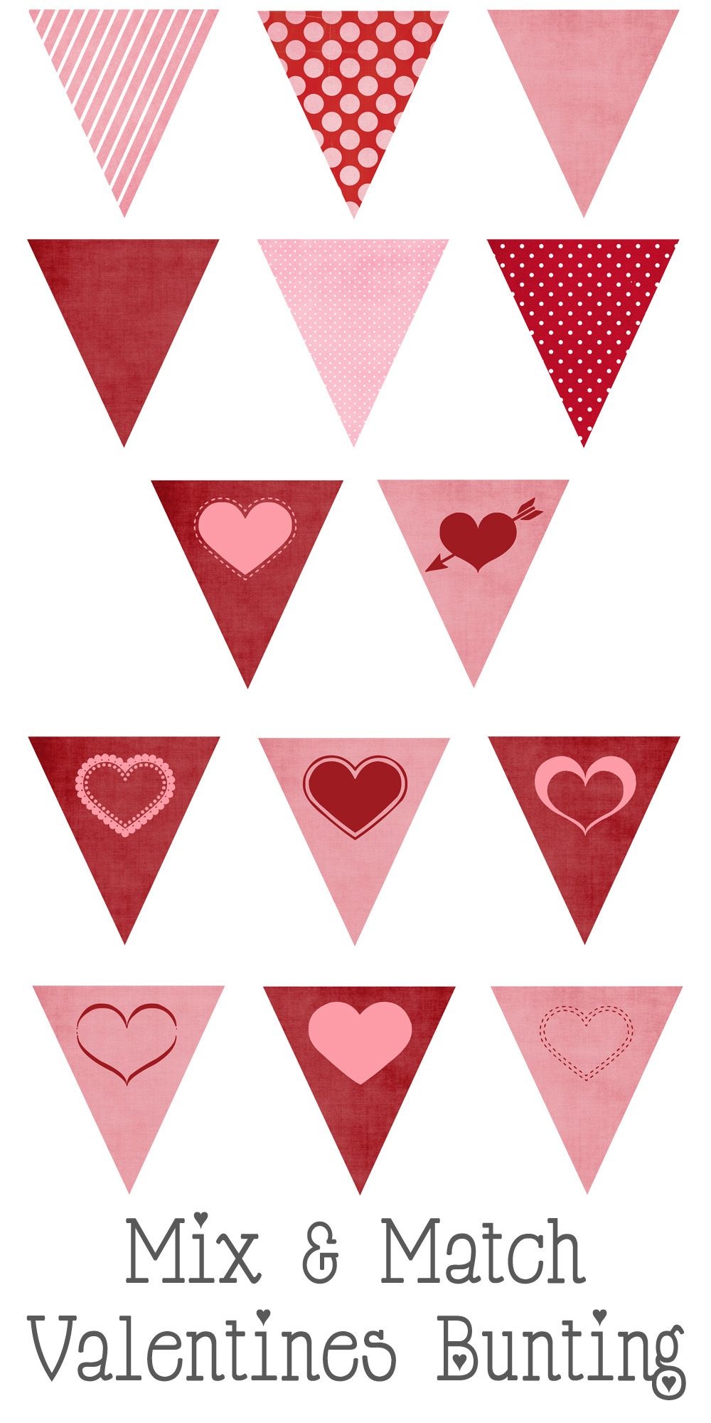 Free Printable Valentines Mix And Match Bunting-Such A Cute Banner - Free Printable Valentine Decorations