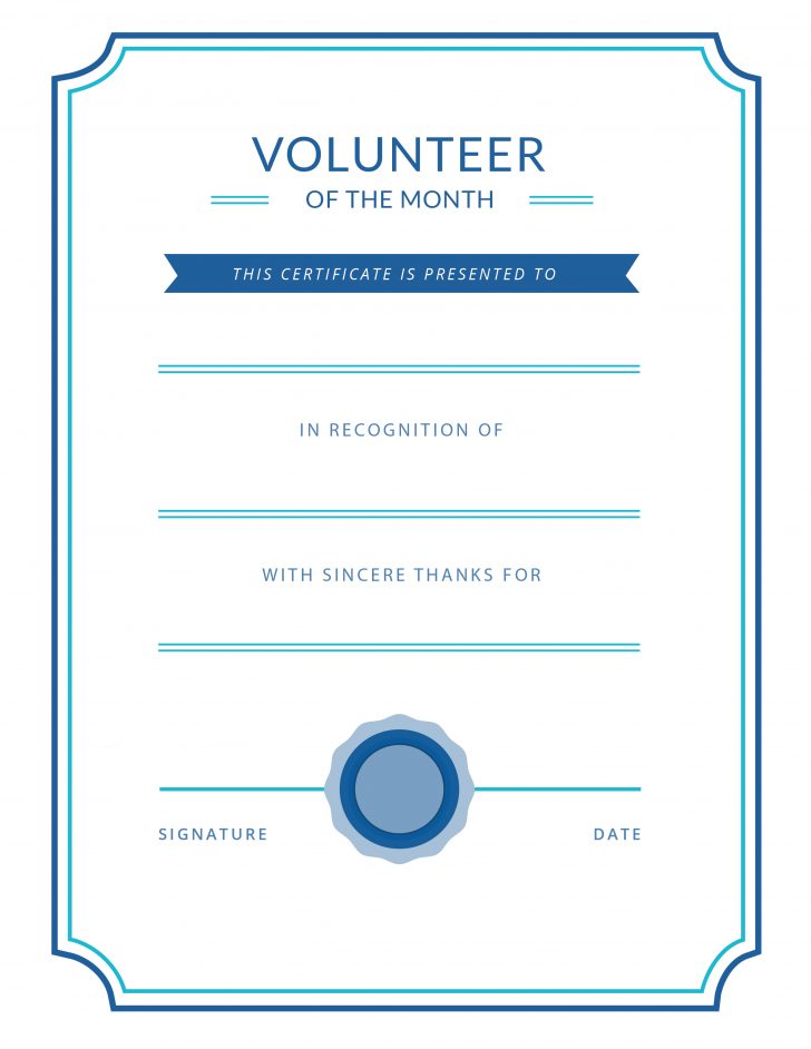 Free Printable Volunteer Certificates Of Appreciation