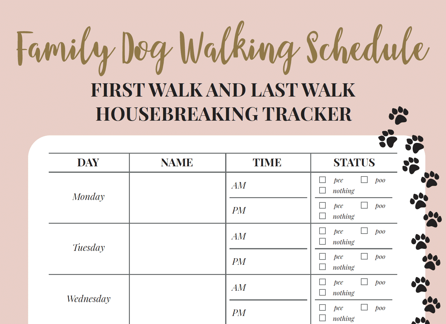Free Printable Walking The Dog Log - How To Set A Schedule And - Free Printable Walking Log
