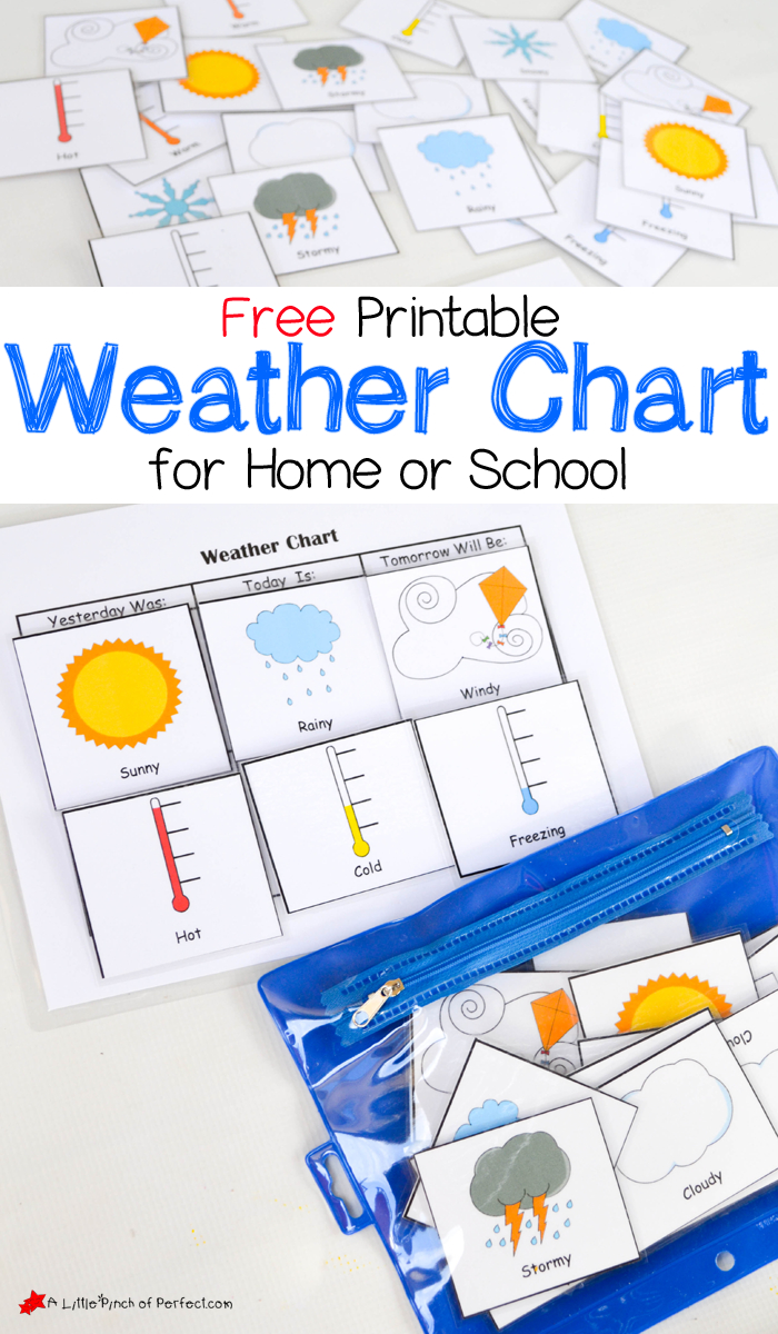 Free Printable Weather Chart For Home Or School | A Little Pinch Of - Free Printable Weather Chart For Preschool