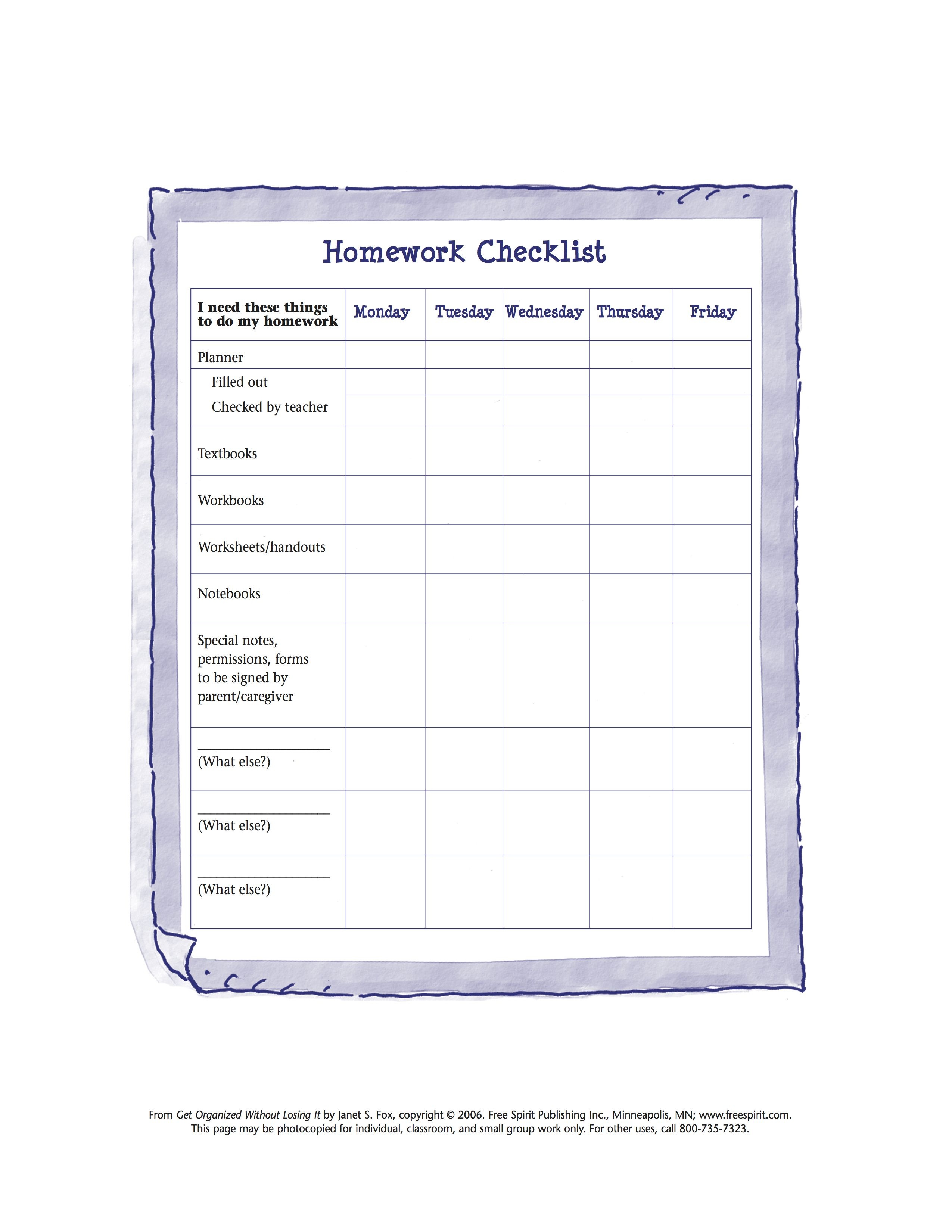 Free Printable Worksheet To Help Kids Organize Tools Needed For - Free Printable Homework Templates