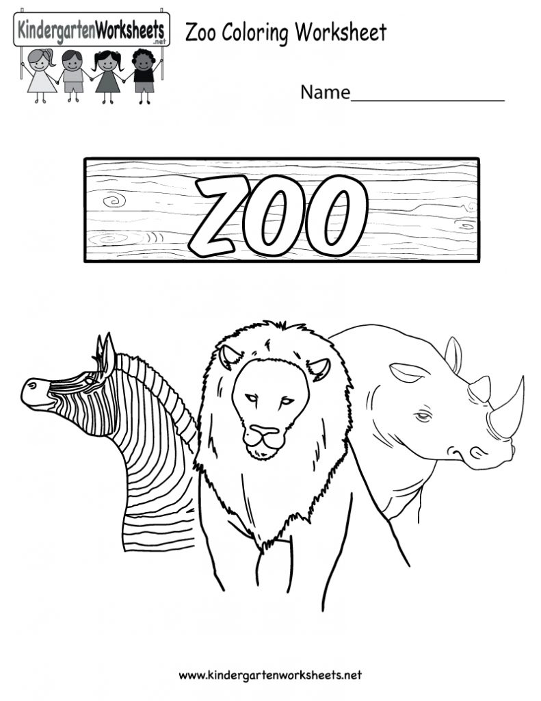 Free Printable Zoo Coloring Worksheet For Kindergarten - Free Printable