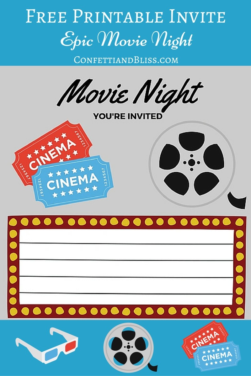 Free Printables | Printable Movie Night Invite - Movie Birthday Party Invitations Free Printable