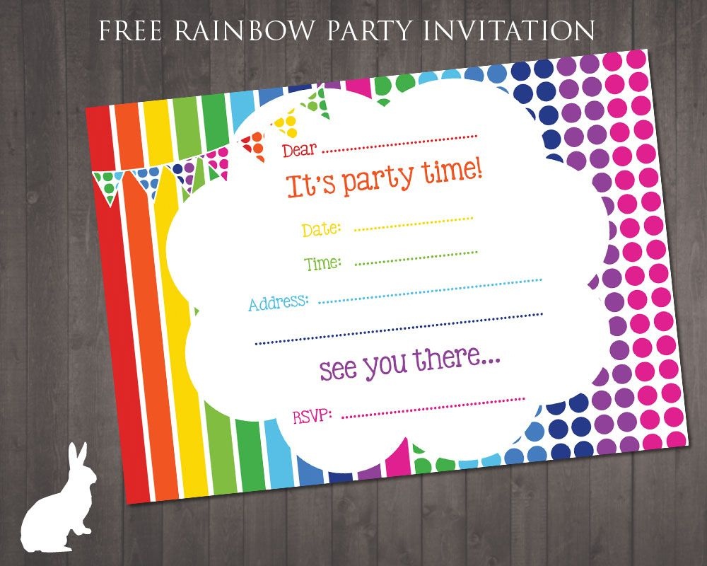 Free Rainbow Party Invitation | Ruby And The Rabbit | Rainbow Party - Free Printable Birthday Invitation Templates