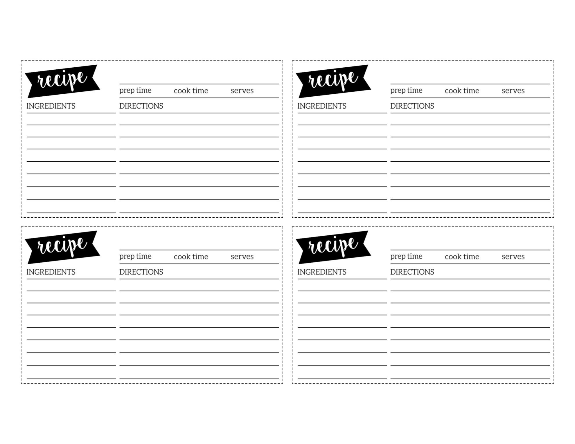 Free Recipe Card Template Printable - Paper Trail Design - Free Printable Recipe Cards