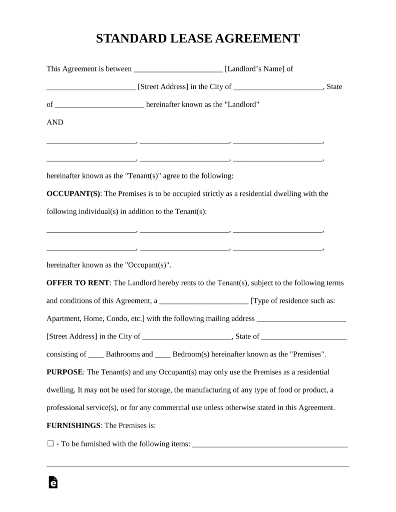 Free Rental Lease Agreement Templates - Residential &amp;amp; Commercial - Free Printable Lease Agreement