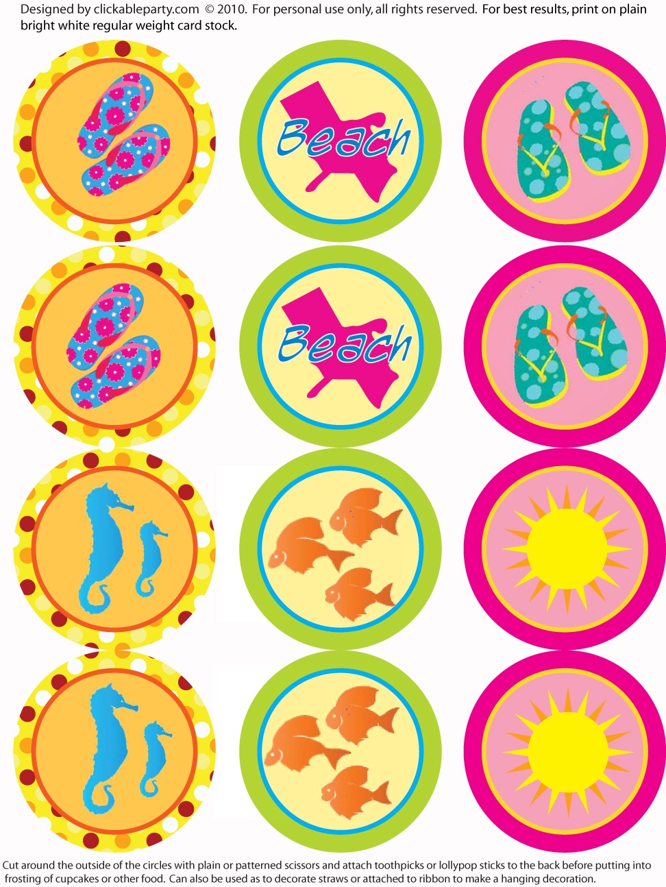 Free Summer Party Printables From Clickable Party | Catch My Party - Free Printable Party Circles