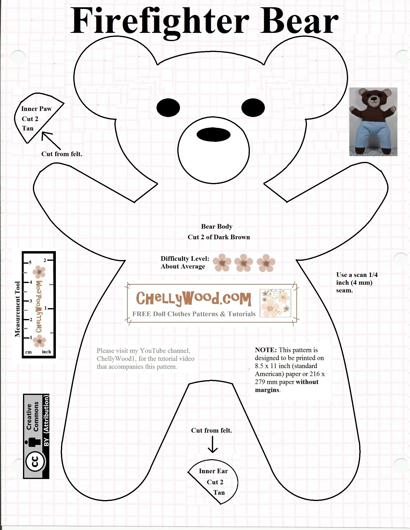 Free #teddybear #plush #toy Pattern @ Chellywood – Free - Free Printable Teddy Bear Clothes Patterns