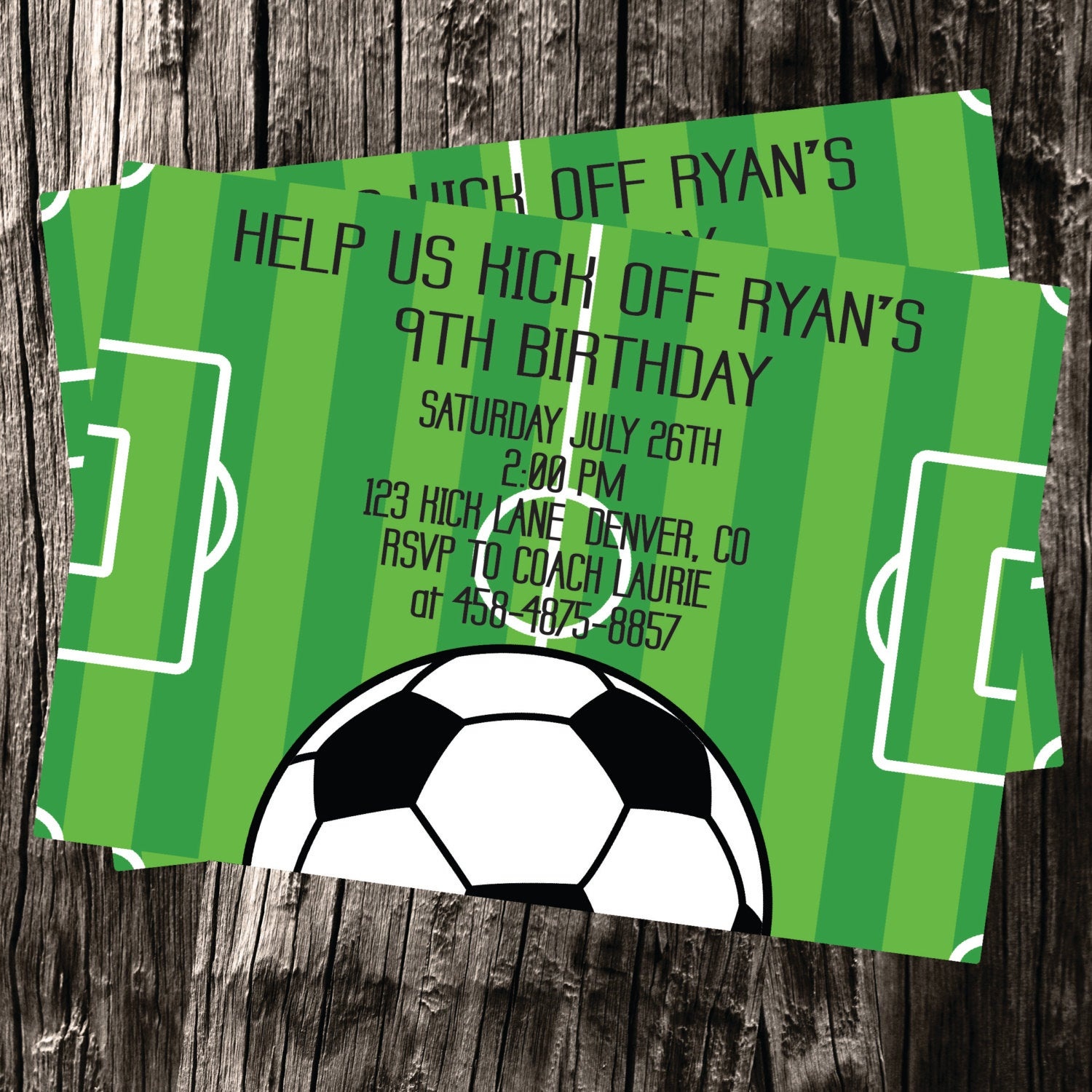 Free Thank You Cards Included ** Soccer Themed Customized Invitation Jpeg  Printable - Free Printable Soccer Thank You Cards