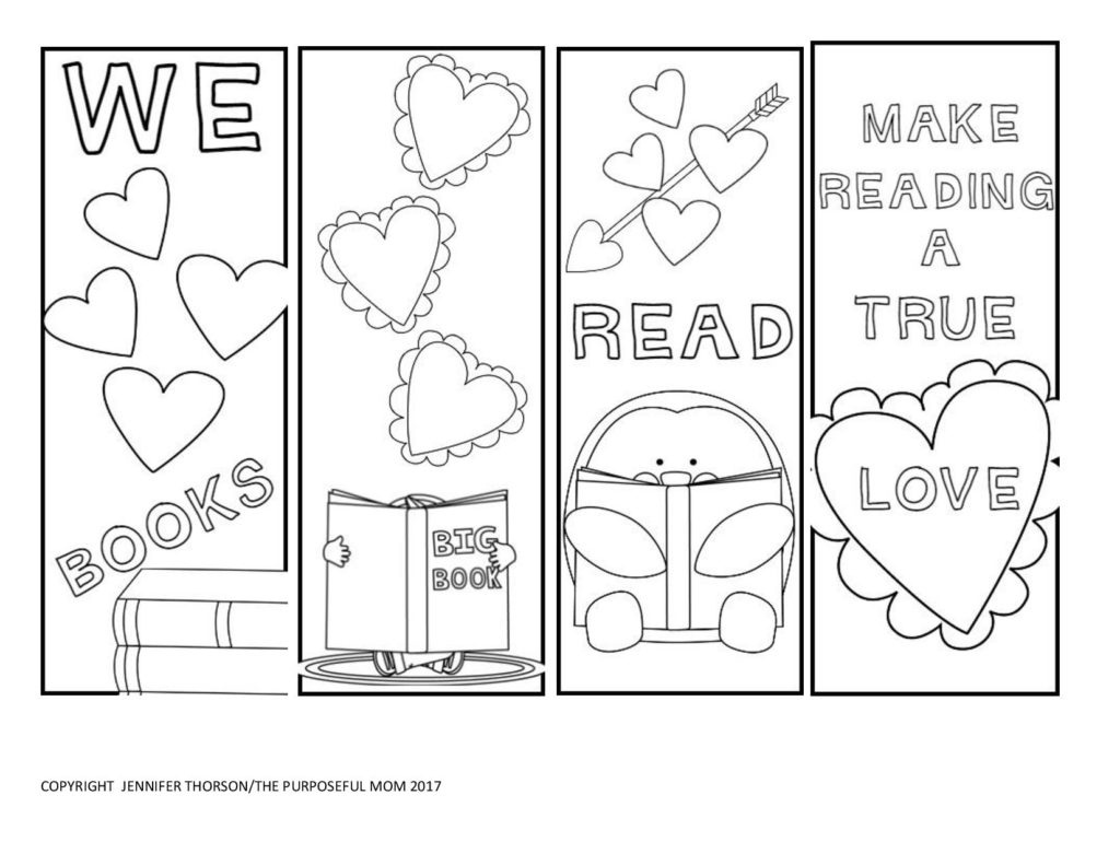Free Valentine&amp;#039;s Day Bookmarks To Color! - The Purposeful Mom - Free Printable Valentine Bookmarks