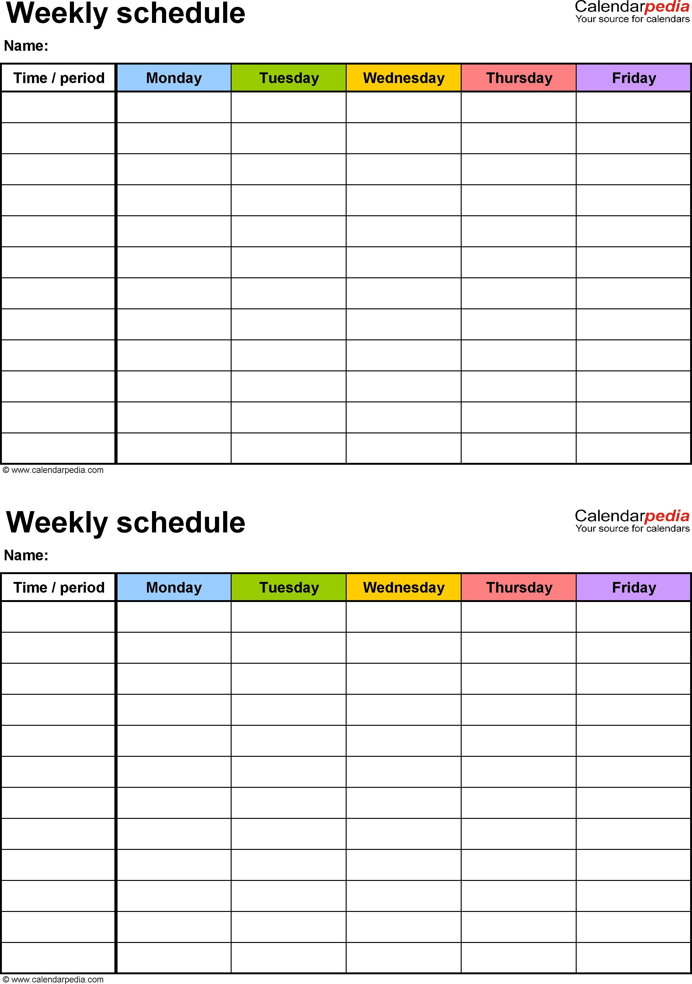 Free Weekly Schedule Templates For Word - 18 Templates - Free Printable School Agenda Templates