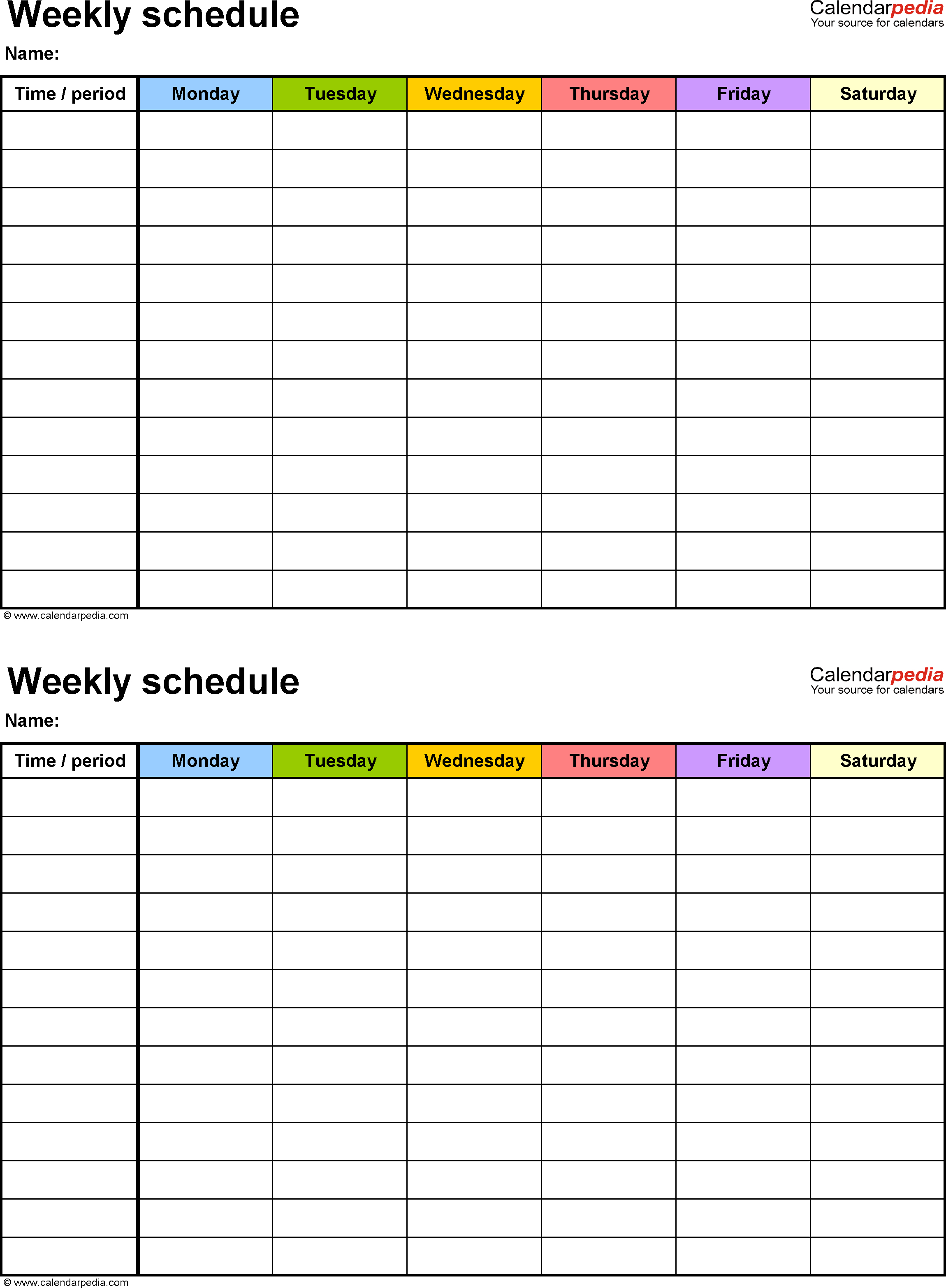 Free Weekly Schedule Templates For Word - 18 Templates - Free Printable Weekly Work Schedule