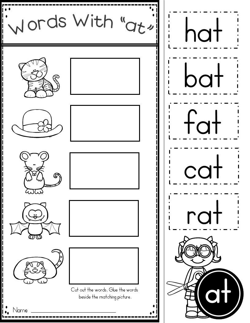 Free Word Family At Practice Printables And Activities | Preschool - Free Printable Rhyming Activities For Kindergarten