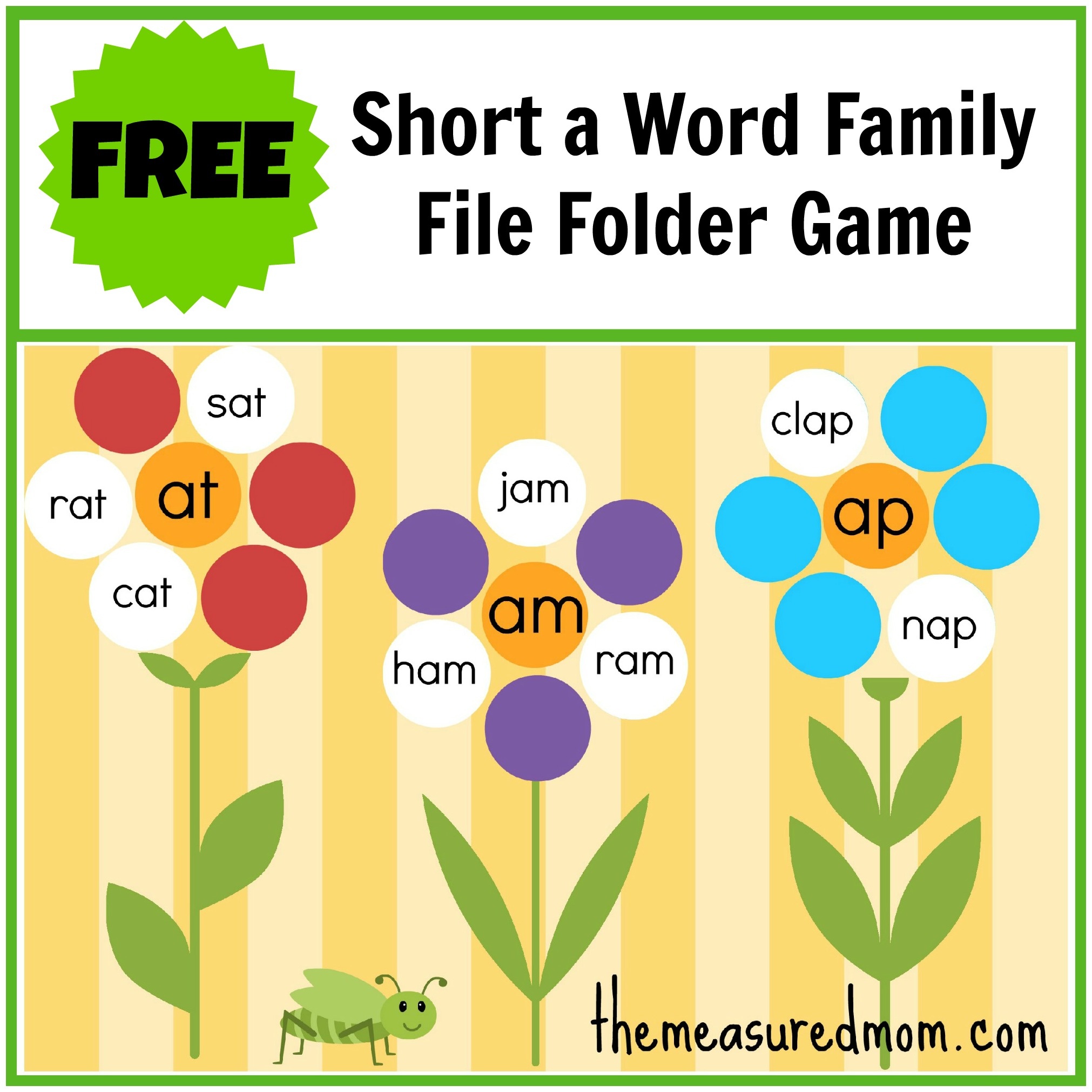 Free Word Family File Folder Game: Short A - The Measured Mom - Free Printable Preschool Folder Games