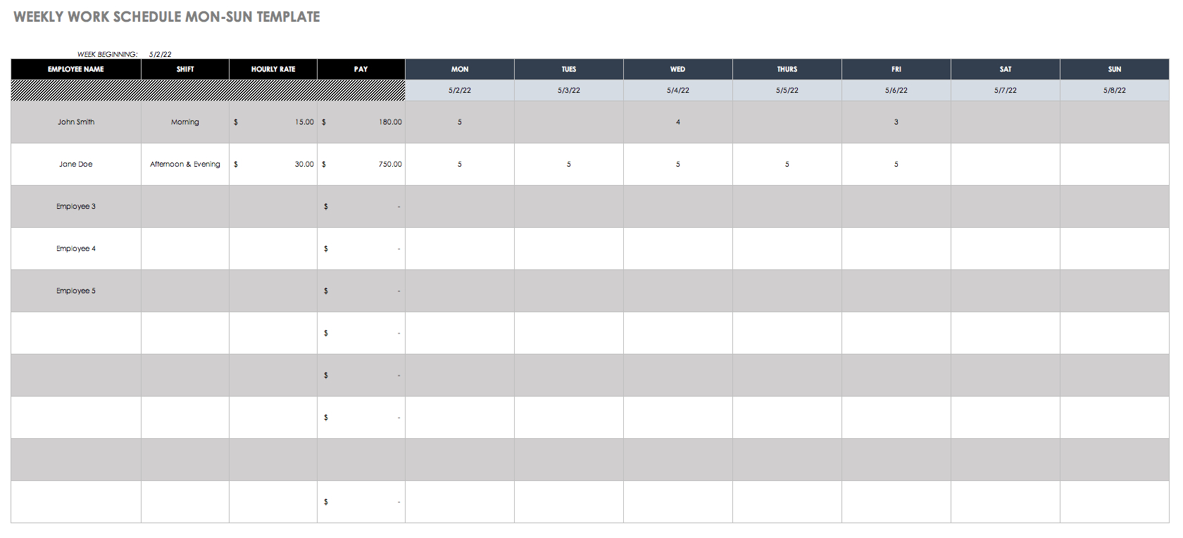 Free Work Schedule Templates For Word And Excel - Free Printable Work Schedule Maker