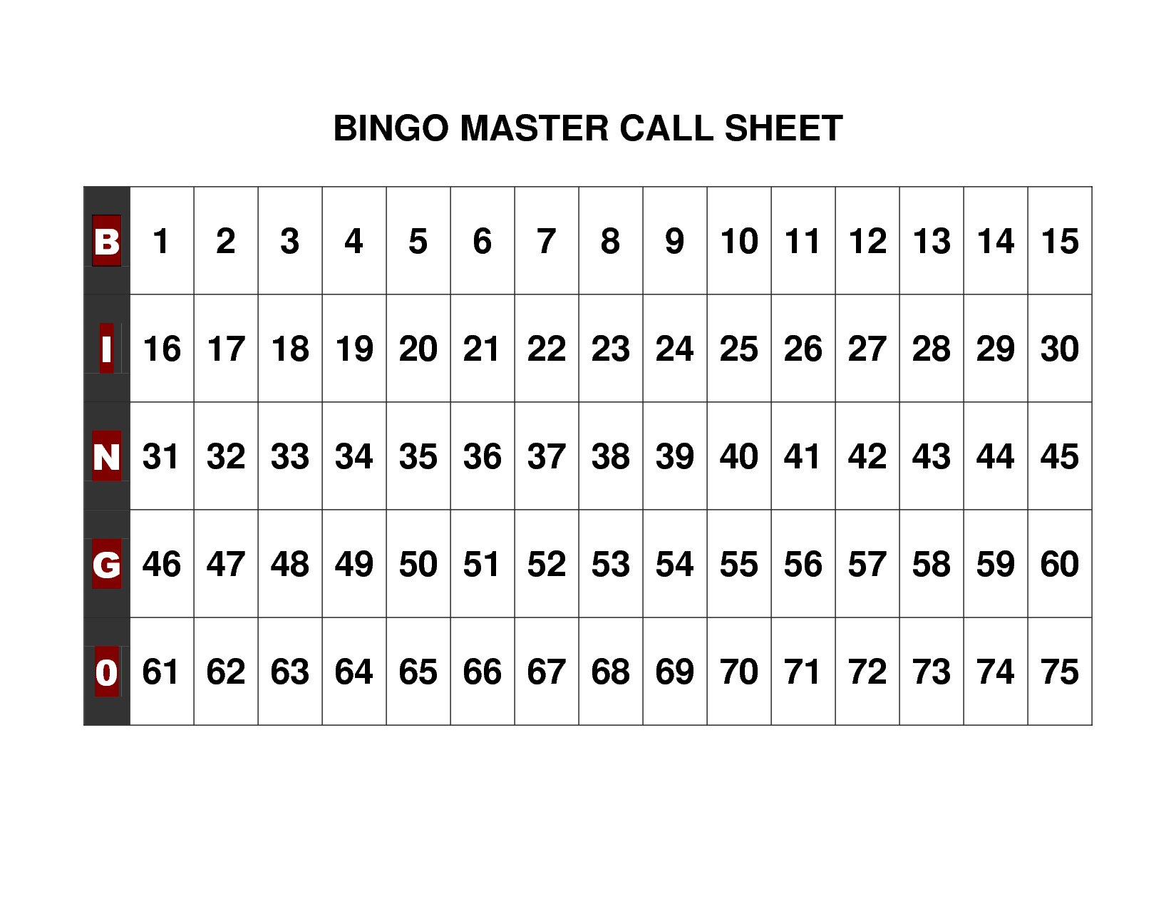 Free+Printable+Bingo+Call+Sheet | Bingo | Bingo Calls, Bingo, Free - Free Printable Bingo Cards And Call Sheet