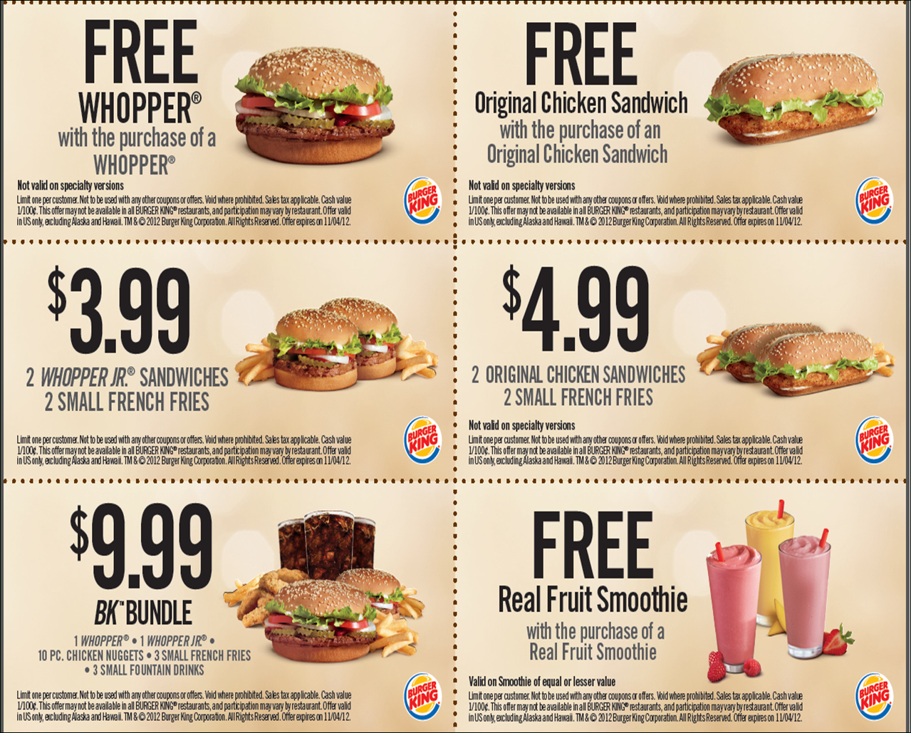 SheetBurgerKingPrintableCouponsMay Burger King Free Coupons