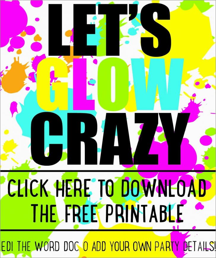 Free Printable Glow In The Dark Birthday Party Invitations